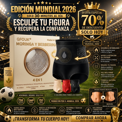 🙆‍♀️🙆‍♀️ GFOUK® 2026 Versión Mejorada Plus | 🥰 Shorts Quemagrasas 4 en 1 con Moringa, Berberina y Micro-Partículas Esculpidoras
