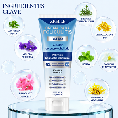 Crema para la foliculitis | Calma y ayuda a eliminar los granitos del cuero cabelludo, la cara, el cuerpo y los glúteos | Para vellos encarnados, irritación por afeitado y acné