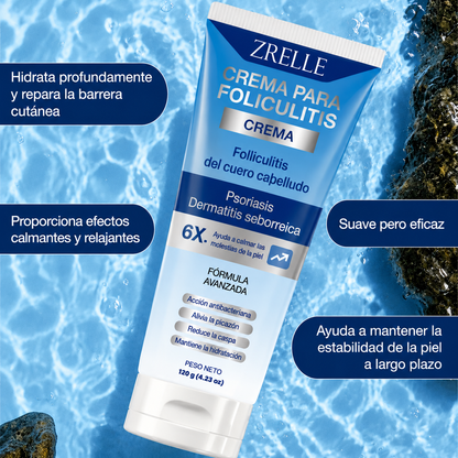 Crema para la foliculitis | Calma y ayuda a eliminar los granitos del cuero cabelludo, la cara, el cuerpo y los glúteos | Para vellos encarnados, irritación por afeitado y acné