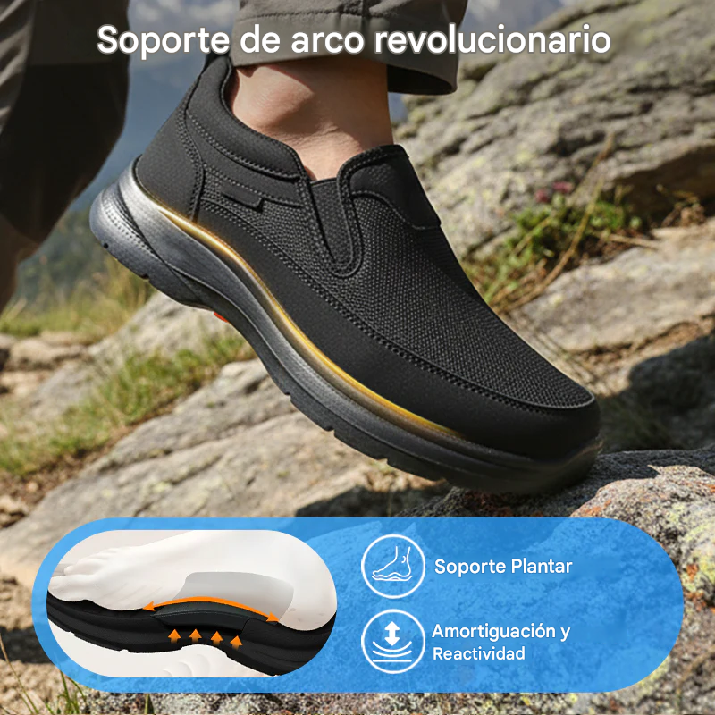 Zapatillas ortopédicas sin cordones para hombre, transpirables y cómodas con plantillas de espuma viscoelástica.